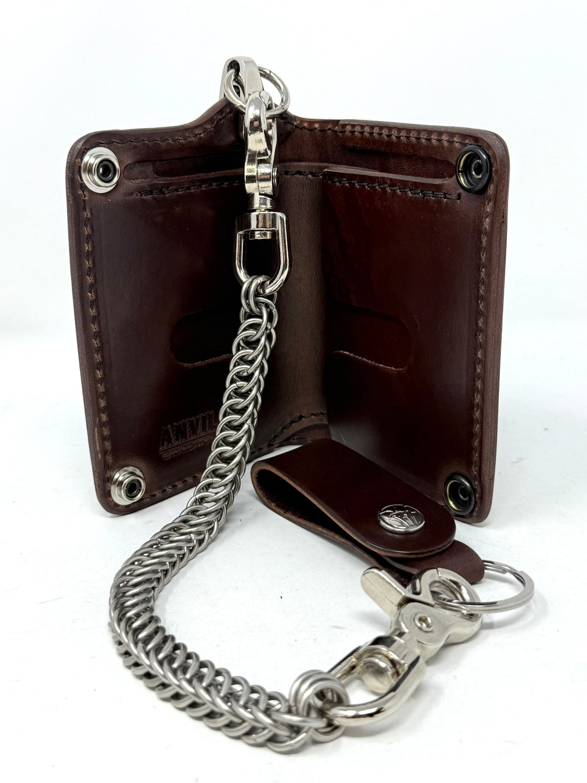 Mini Long Leather Chain Wallet - Brown 5G - Anvil Customs