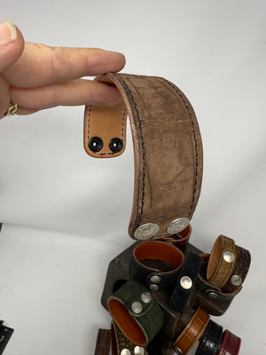 Nubuck Brown Alligator Leather Bracelet / Cuff - Anvil Customs