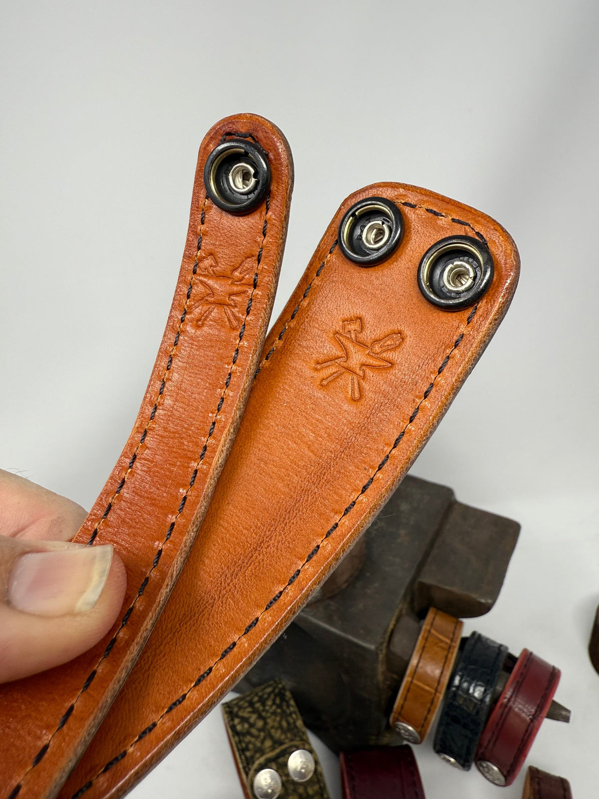 Nubuck Green Alligator Leather Bracelet / Cuff (set of 2) - Anvil Customs