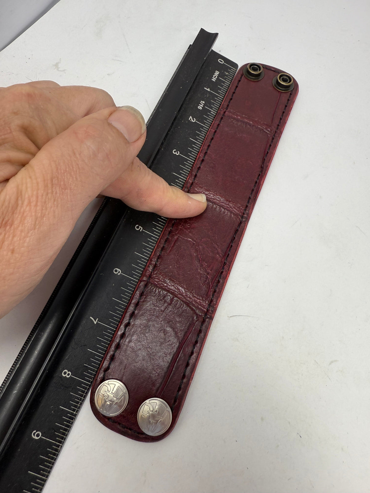 Oxblood Gator Leather Bracelet / Cuff - Anvil Customs