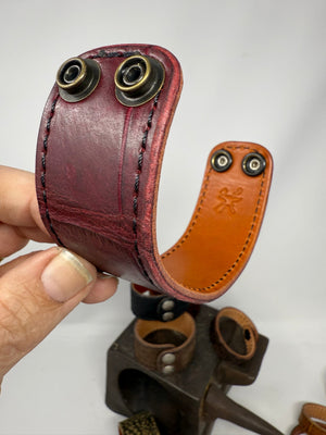 Oxblood Gator Leather Bracelet / Cuff - Anvil Customs