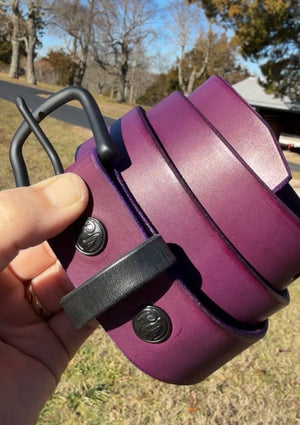 Purple Leather Belt - Hermann Oak Cowhide - Anvil Customs