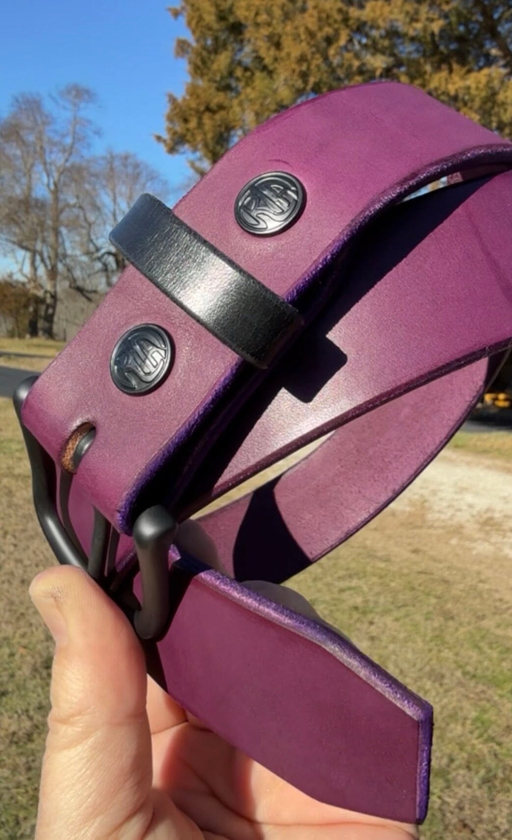 Purple Leather Belt - Hermann Oak Cowhide - Anvil Customs
