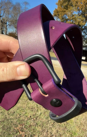 Purple Leather Belt - Hermann Oak Cowhide - Anvil Customs