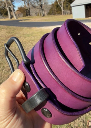 Purple Leather Belt - Hermann Oak Cowhide - Anvil Customs