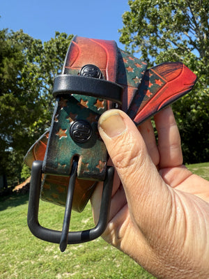 RTANVIL ‘Old Glory’ Handmade Leather Belt - Anvil Customs