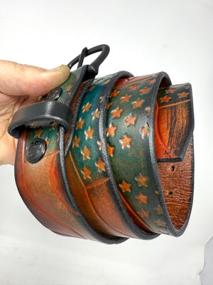 RTANVIL ‘Old Glory’ Handmade Leather Belt - Anvil Customs