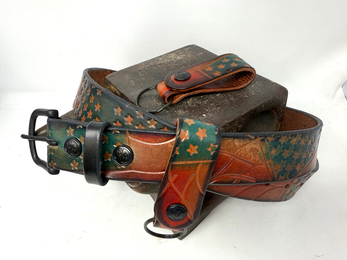 RTANVIL ‘Old Glory’ Handmade Leather Belt - Anvil Customs