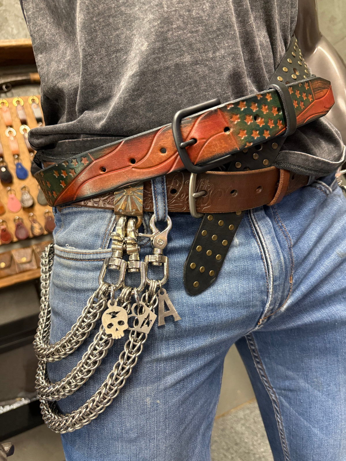RTANVIL ‘Old Glory’ Handmade Leather Belt - Anvil Customs