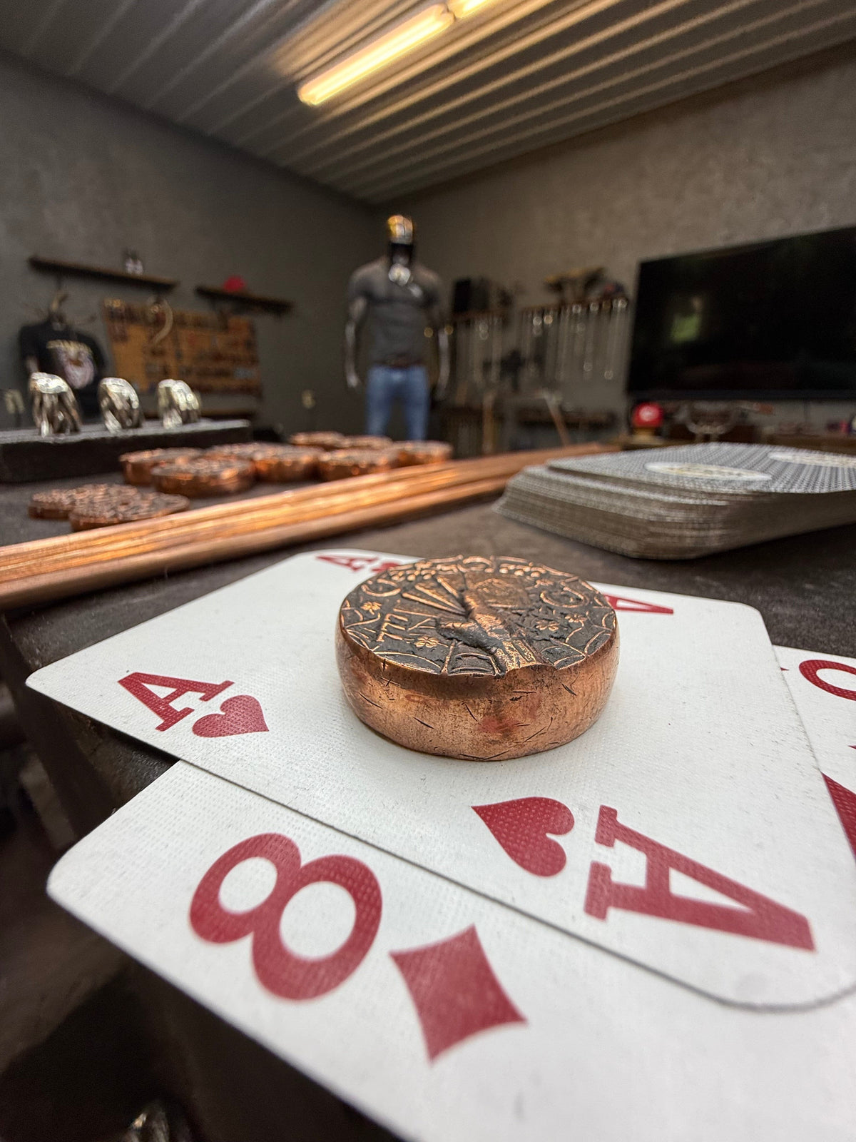 RTAnvil Original “Dead Man’s Hand” Copper Poker Card Guard - Anvil Customs