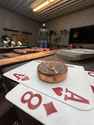 RTAnvil Original “Dead Man’s Hand” Copper Poker Card Guard - Anvil Customs