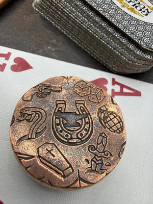 RTAnvil Original “Dead Man’s Hand” Copper Poker Card Guard - Anvil Customs