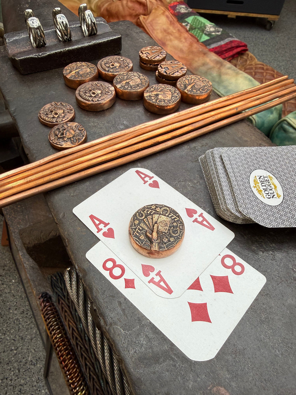 RTAnvil Original “Dead Man’s Hand” Copper Poker Card Guard - Anvil Customs
