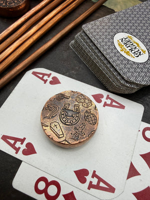 RTAnvil Original “Dead Man’s Hand” Copper Poker Card Guard - Anvil Customs
