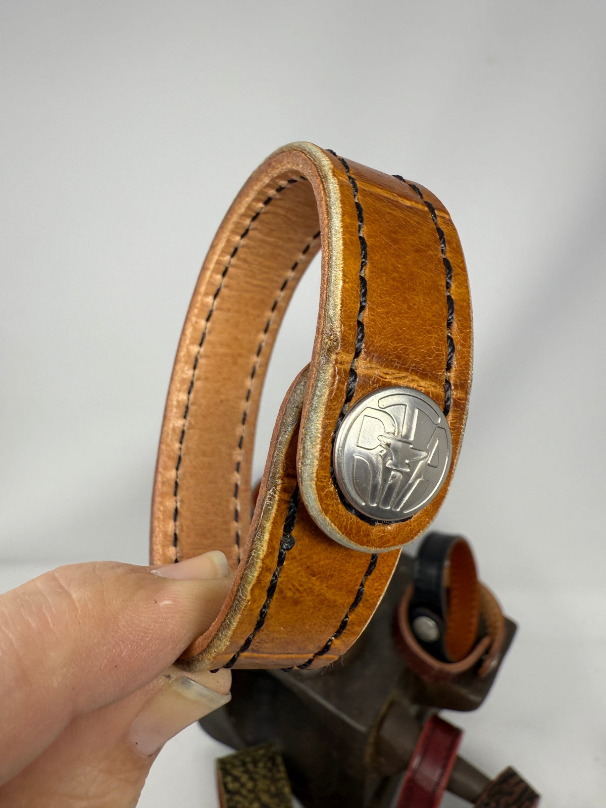 SaddleTan Alligator Leather Bracelet / Cuff - Anvil Customs