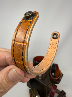 SaddleTan Alligator Leather Bracelet / Cuff - Anvil Customs