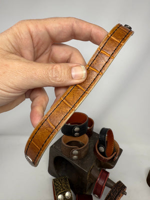 SaddleTan Alligator Leather Bracelet / Cuff - Anvil Customs