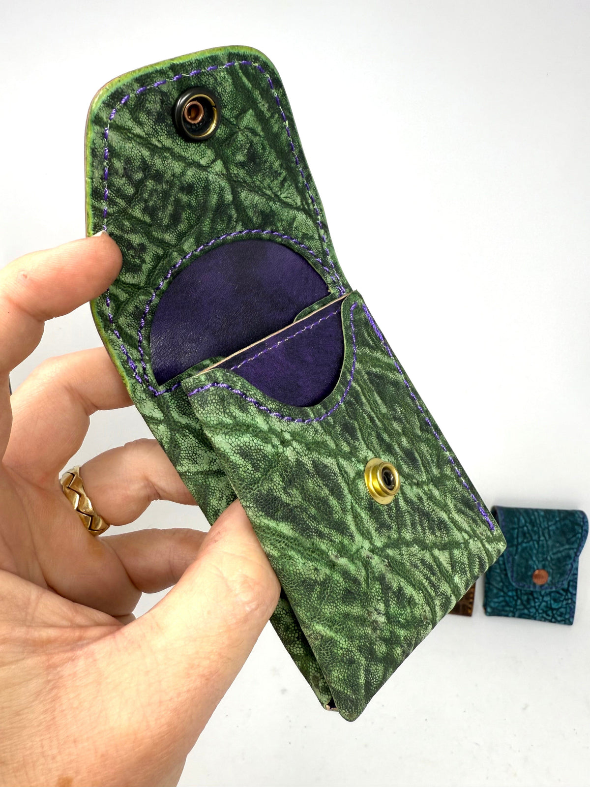 Sarasota Wallet - Antiqued Green Elephant - Anvil Customs