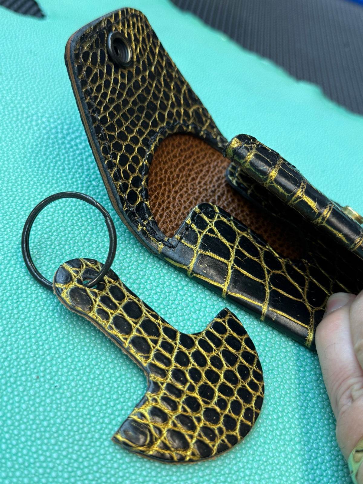 Sarasota Wallet - Black/Gold Alligator - Anvil Customs