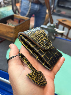 Sarasota Wallet - Black/Gold Alligator - Anvil Customs