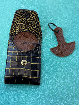 Sarasota Wallet - Black/Gold Alligator - Anvil Customs