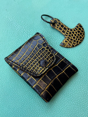 Sarasota Wallet - Black/Gold Alligator - Anvil Customs