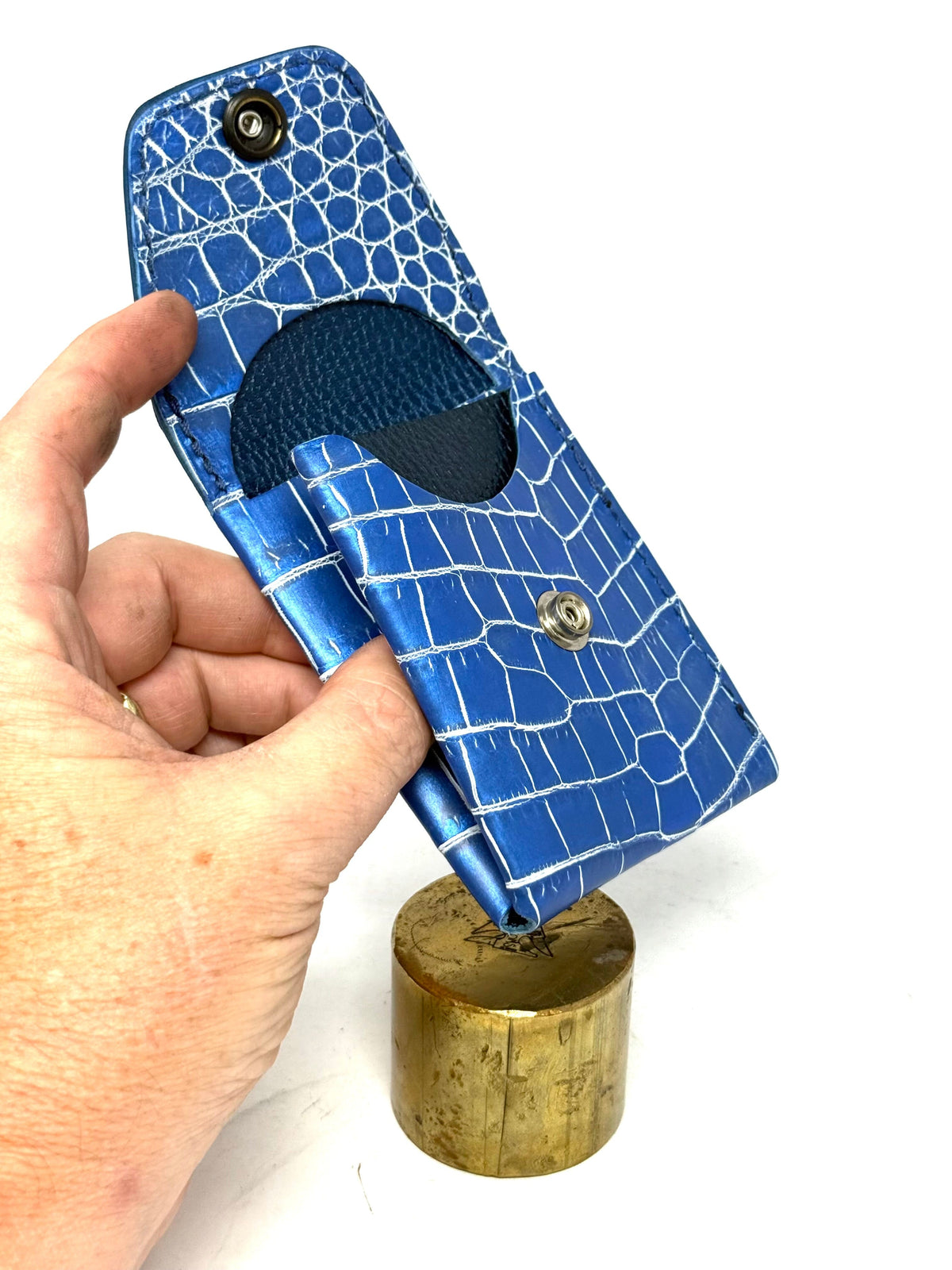 Sarasota Wallet - Blue/White Crocodile - Anvil Customs