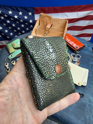 Sarasota Wallet - Metallic Emerald Stingray - Anvil Customs