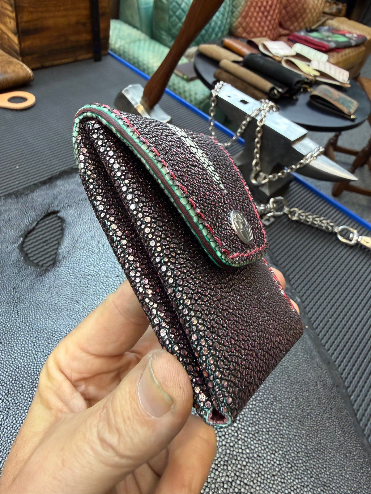 Sarasota Wallet - Metallic Pink Stingray - Anvil Customs