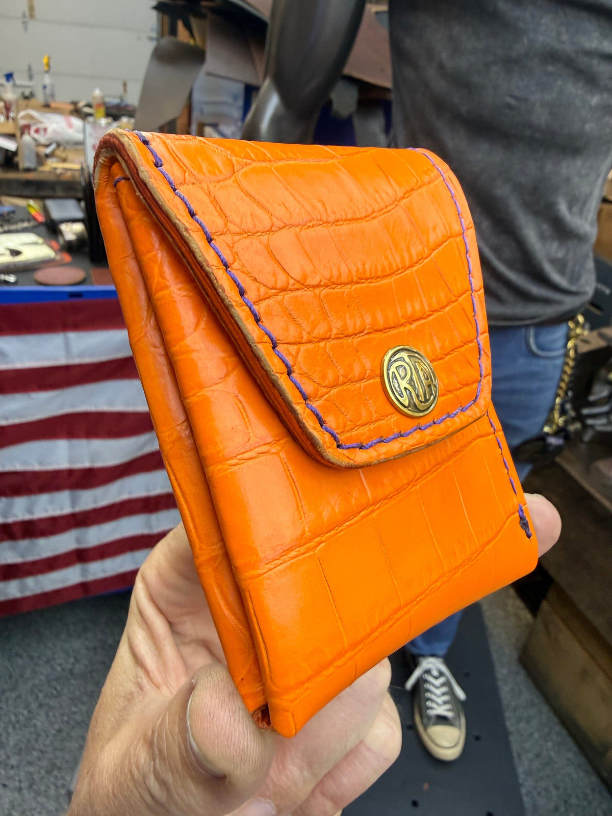 Sarasota Wallet - Orange Crocodile - Anvil Customs