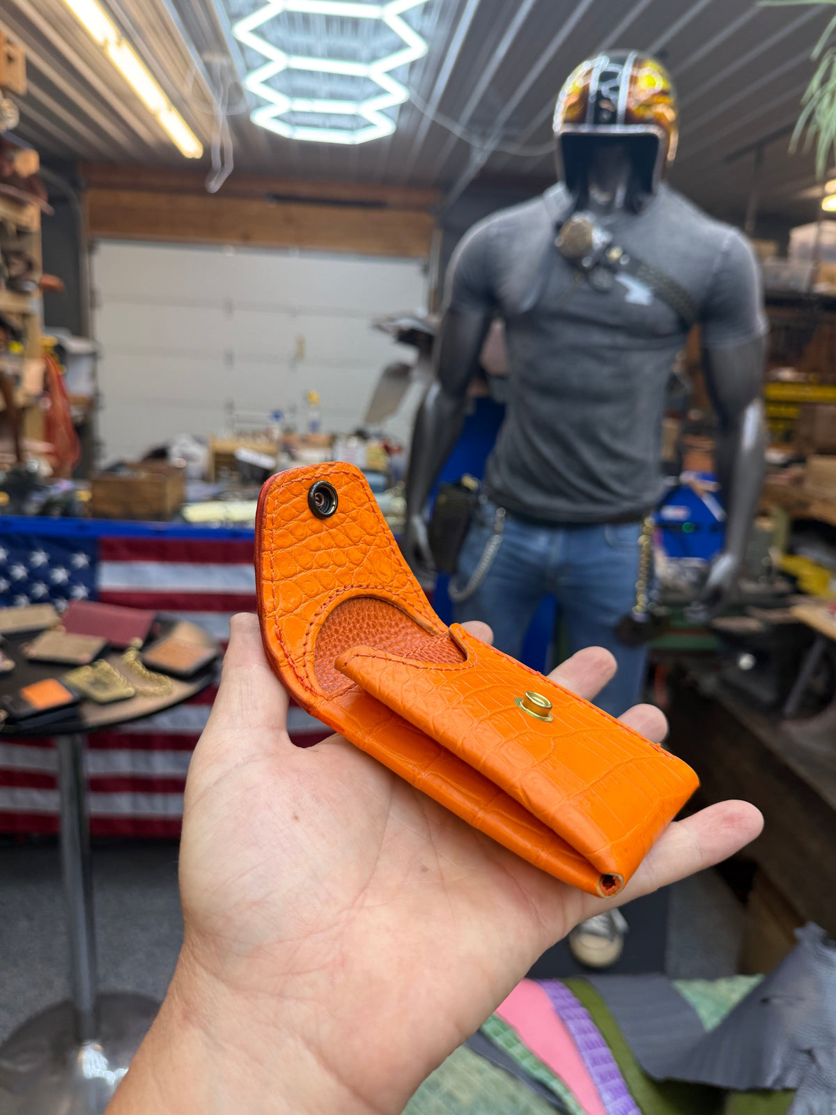 Sarasota Wallet - Orange Crocodile - Anvil Customs