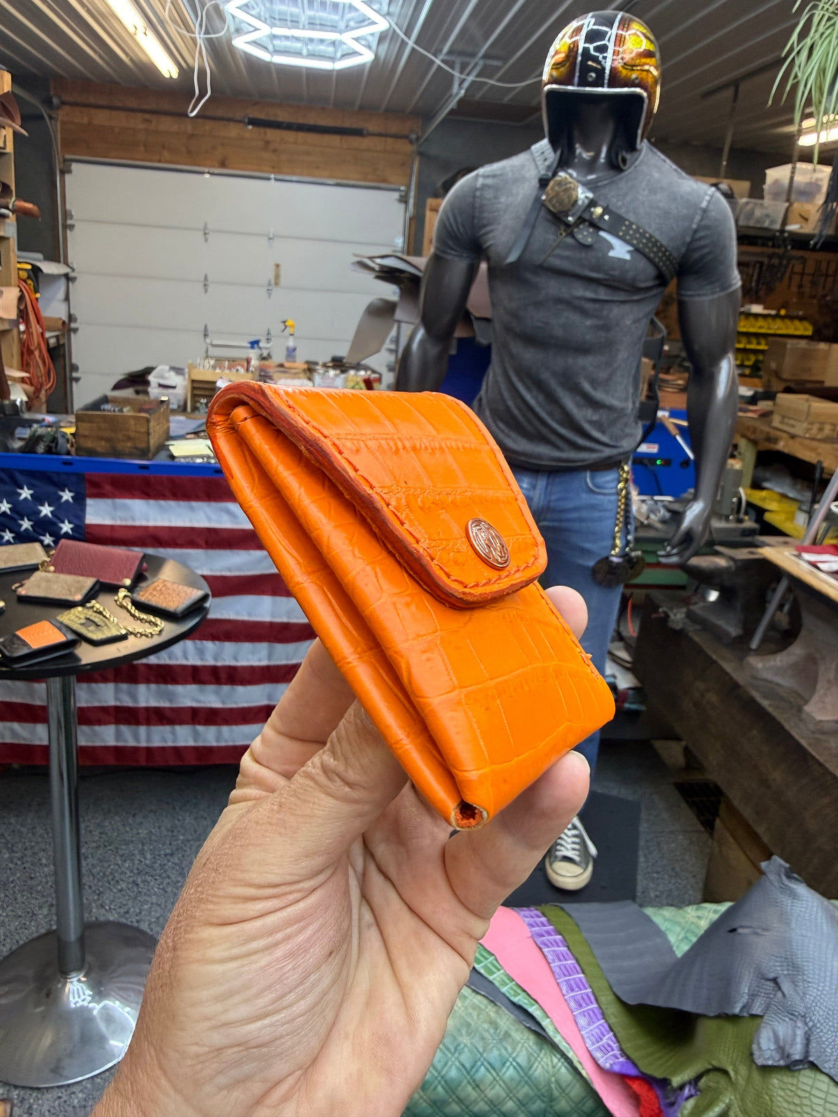 Sarasota Wallet - Orange Crocodile - Anvil Customs