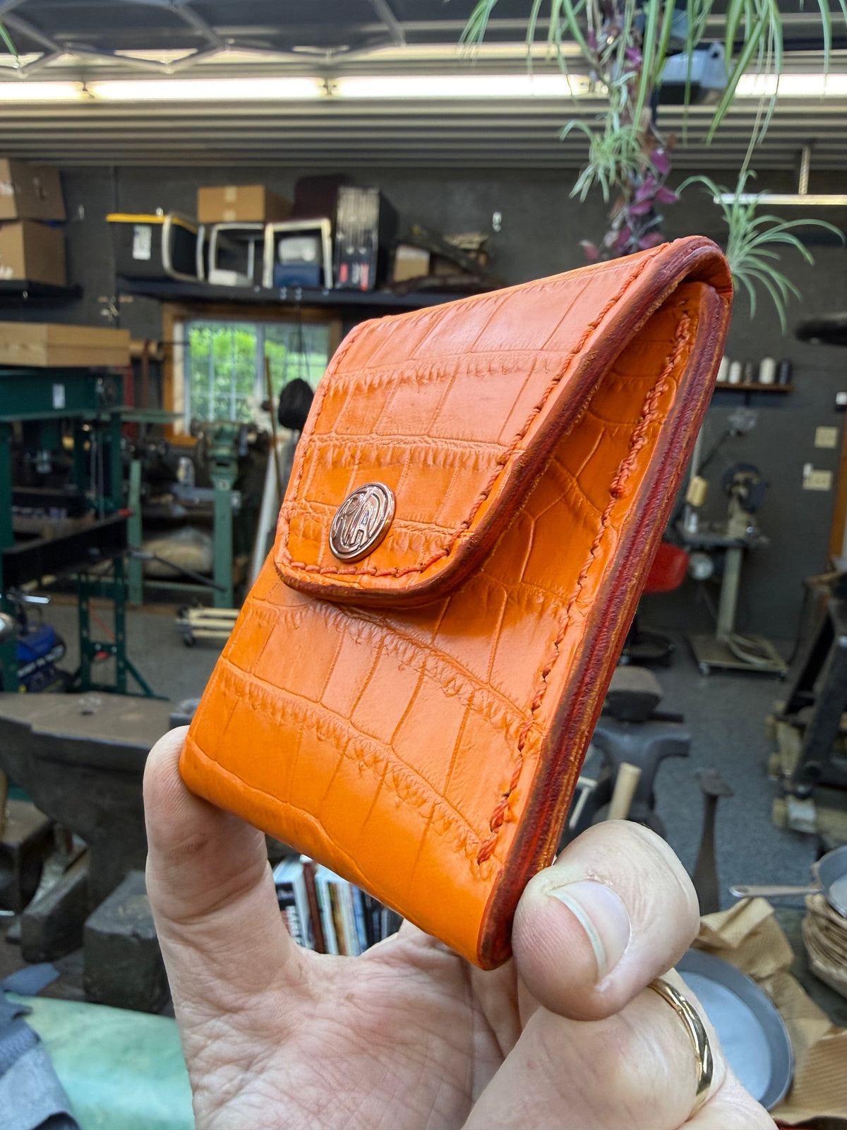 Sarasota Wallet - Orange Crocodile - Anvil Customs