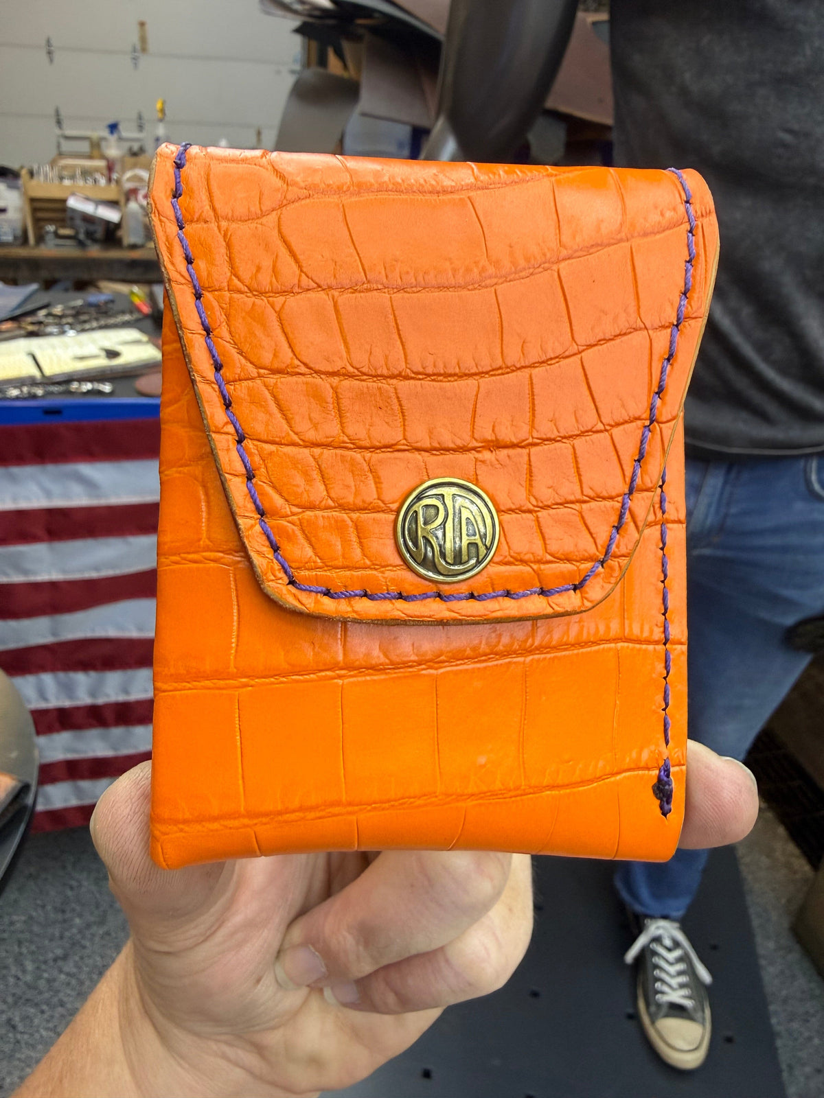 Sarasota Wallet - Orange Crocodile - Anvil Customs