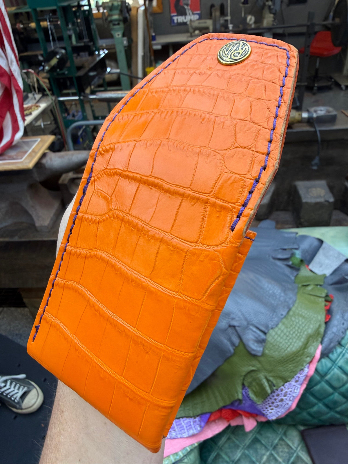 Sarasota Wallet - Orange Crocodile - Anvil Customs