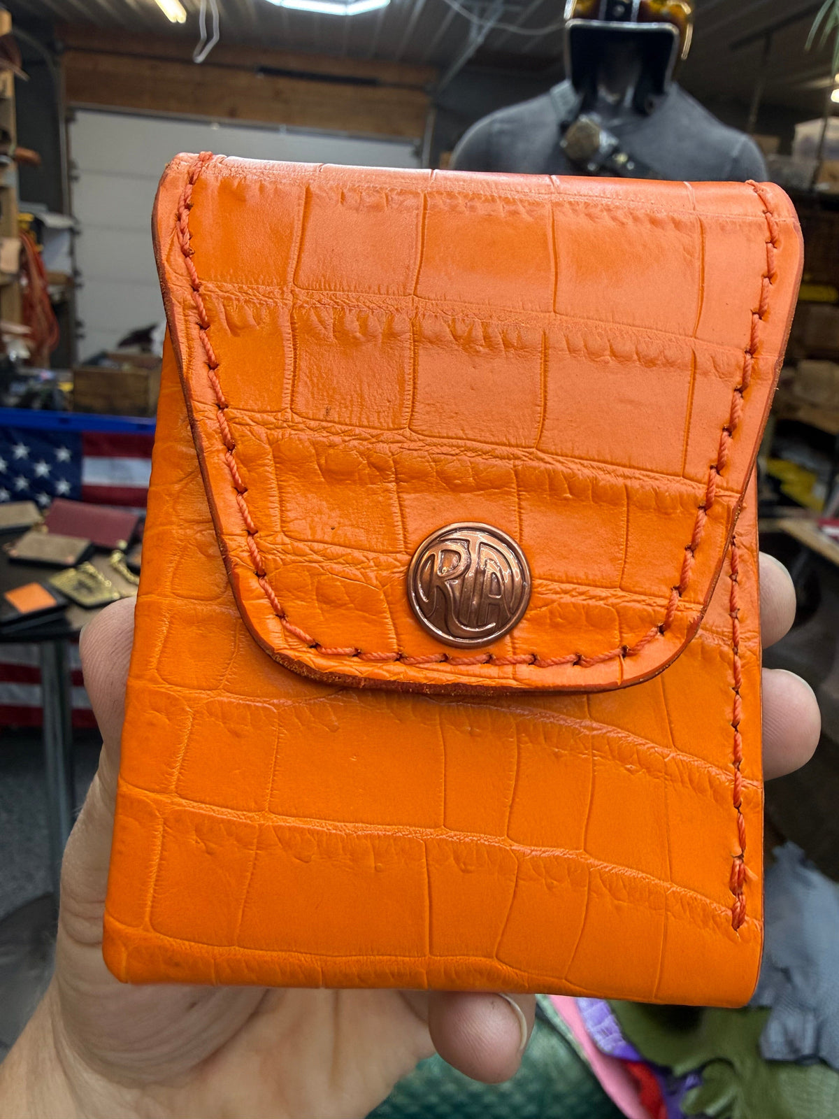 Sarasota Wallet - Orange Crocodile - Anvil Customs