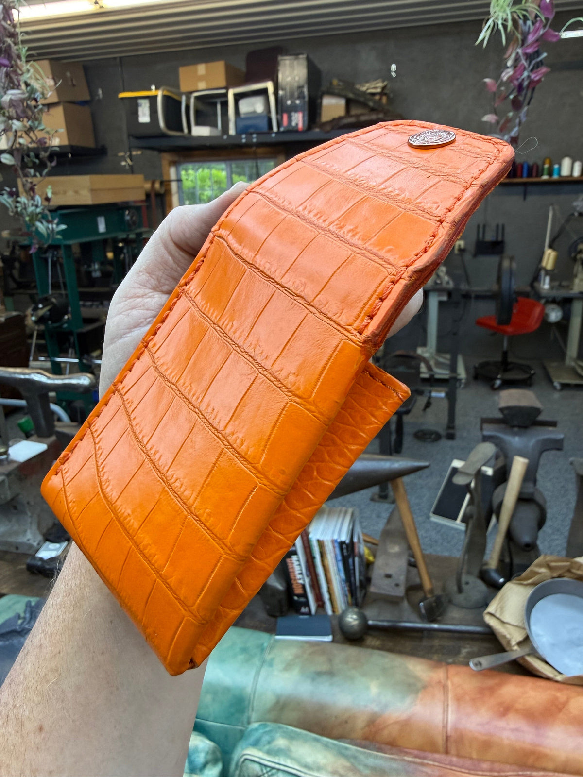 Sarasota Wallet - Orange Crocodile - Anvil Customs