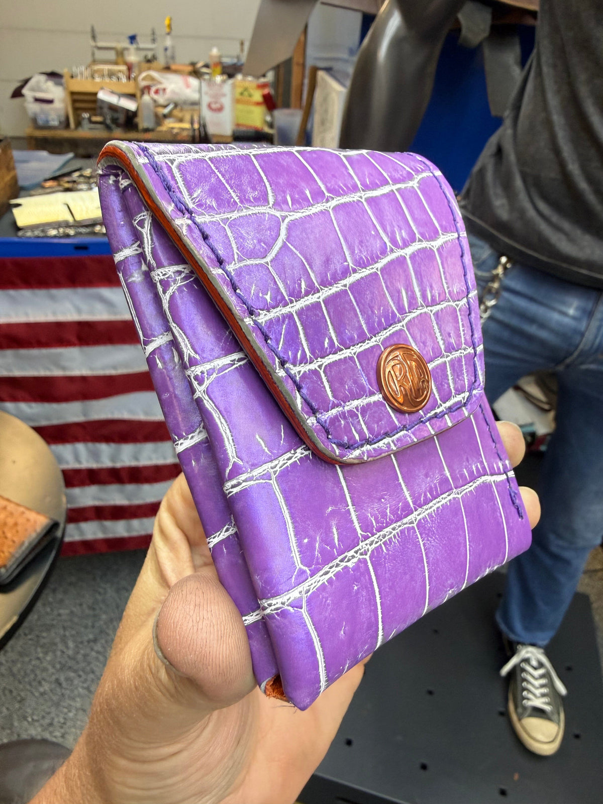 Sarasota Wallet - Purple Crocodile - Anvil Customs