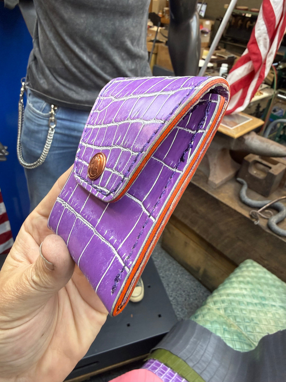 Sarasota Wallet - Purple Crocodile - Anvil Customs