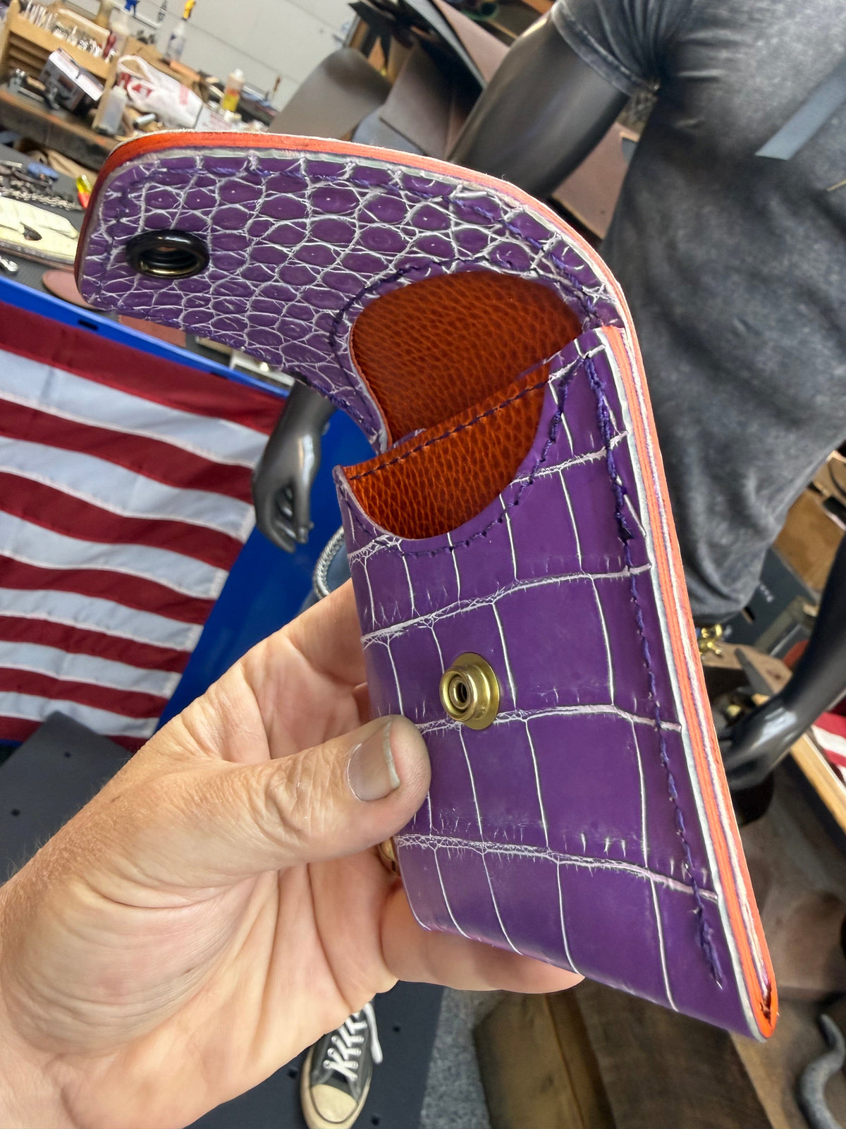 Sarasota Wallet - Purple Crocodile - Anvil Customs