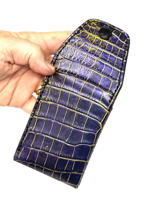 Sarasota Wallet - Purple & Gold Alligator - Anvil Customs