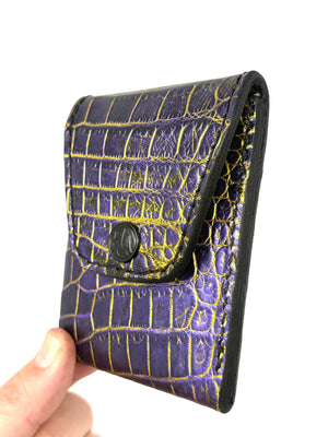 Sarasota Wallet - Purple & Gold Alligator - Anvil Customs