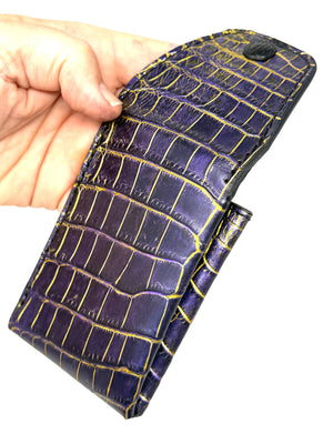 Sarasota Wallet - Purple & Gold Alligator - Anvil Customs