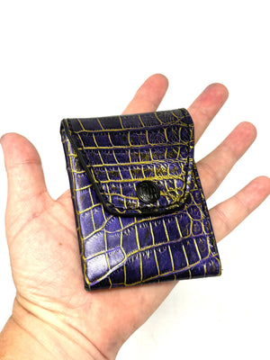 Sarasota Wallet - Purple & Gold Alligator - Anvil Customs