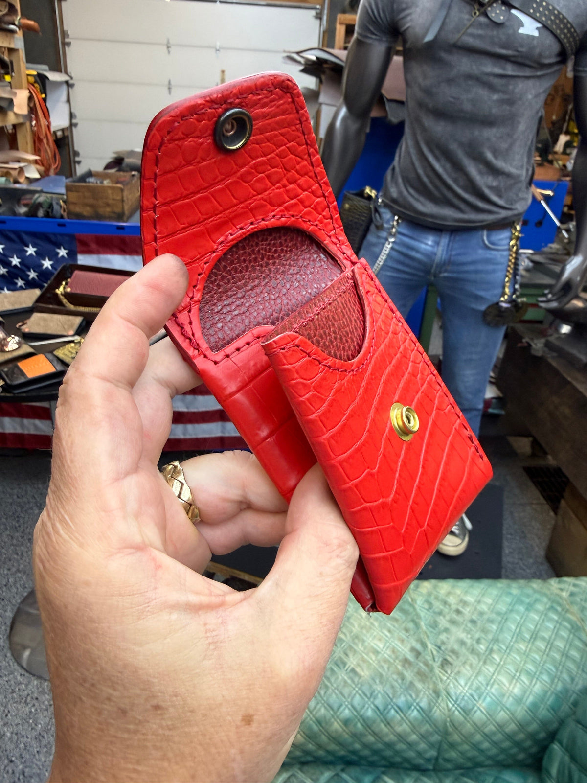 Sarasota Wallet - Red Crocodile - Anvil Customs