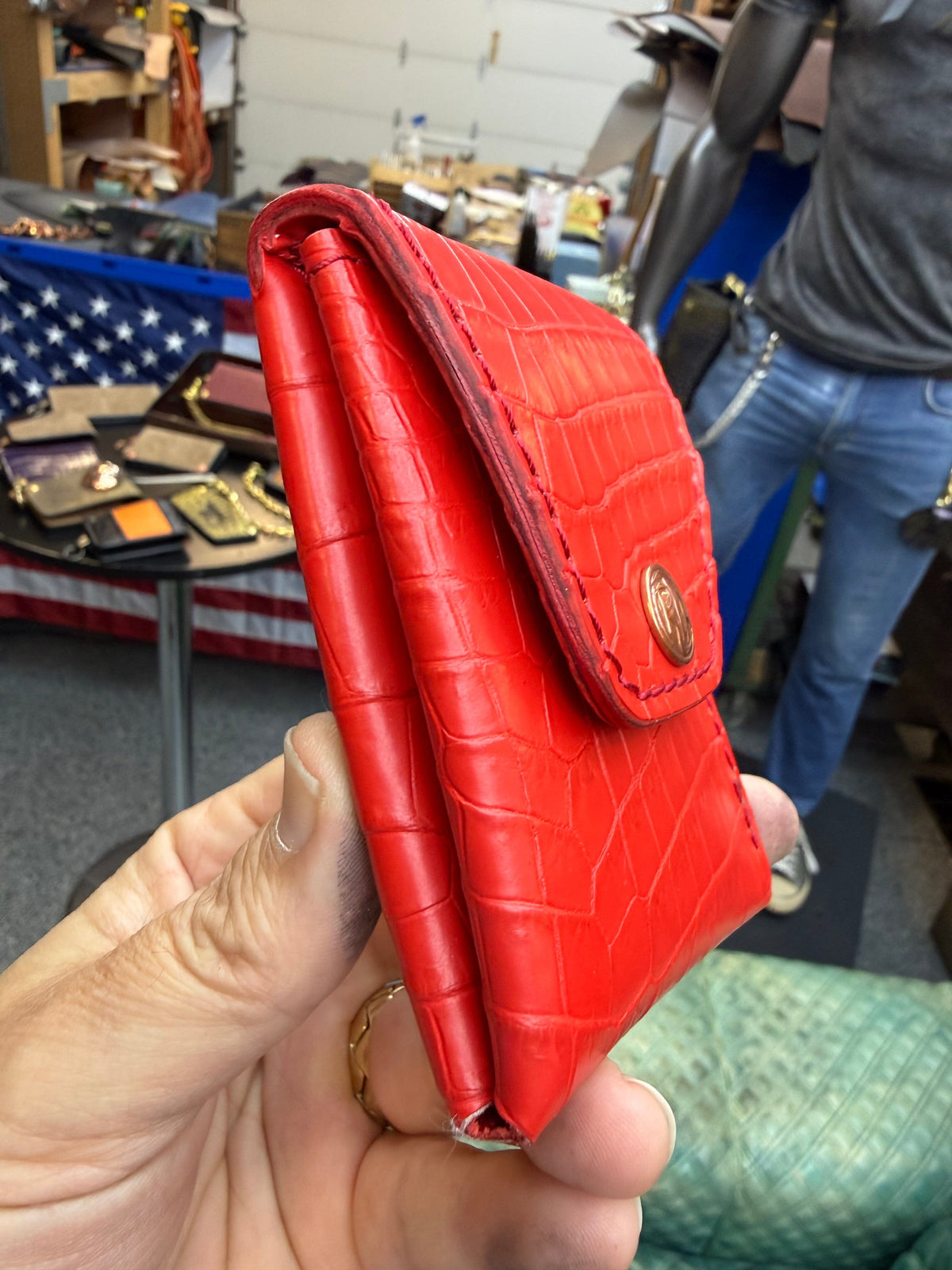 Sarasota Wallet - Red Crocodile - Anvil Customs