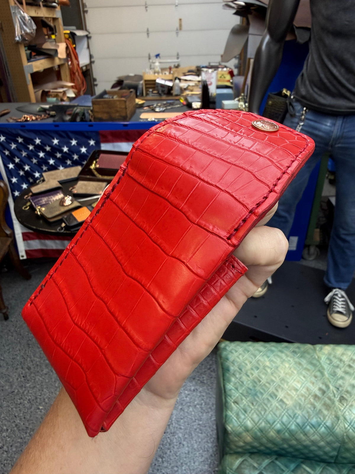 Sarasota Wallet - Red Crocodile - Anvil Customs
