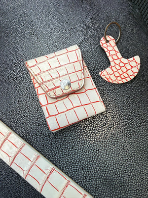 Sarasota Wallet - White/Red Alligator