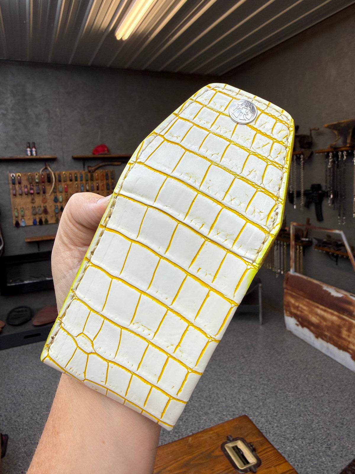 Sarasota Wallet - White/Yellow Alligator - Anvil Customs