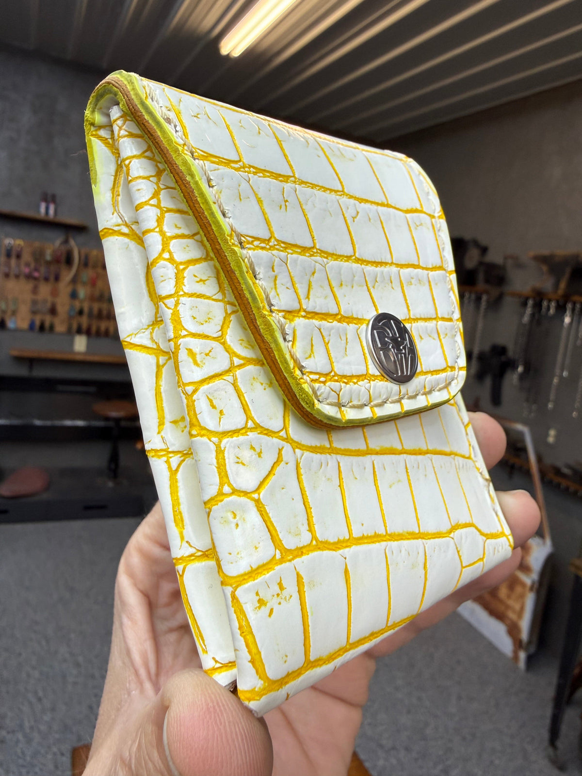 Sarasota Wallet - White/Yellow Alligator - Anvil Customs